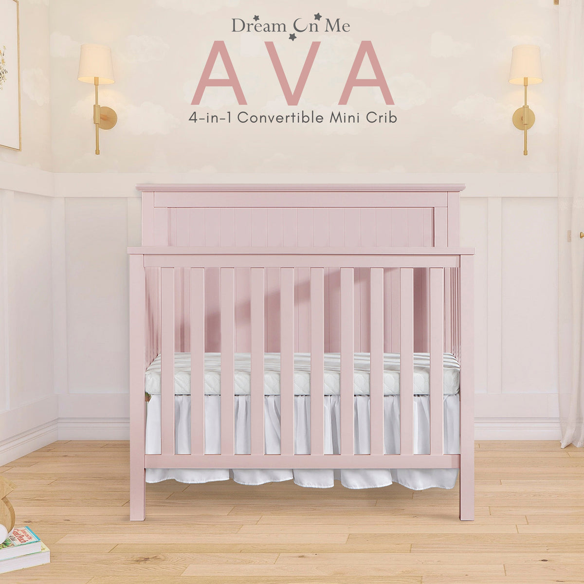 Dream On Me Ava 4-in-1 Convertible Mini Crib