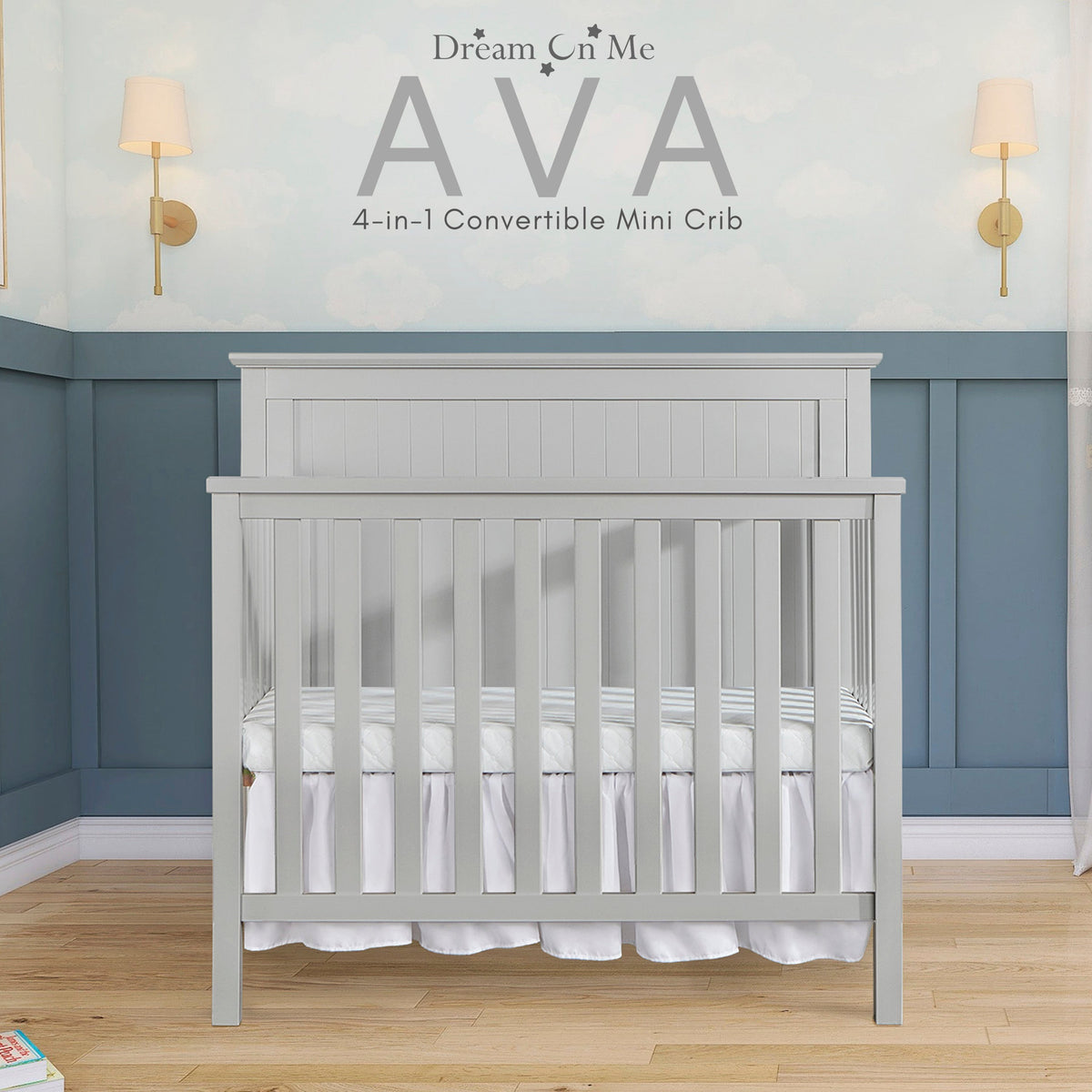 Dream On Me Ava 4-in-1 Convertible Mini Crib