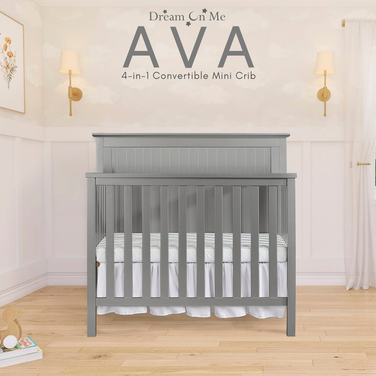 Dream On Me Ava 4-in-1 Convertible Mini Crib