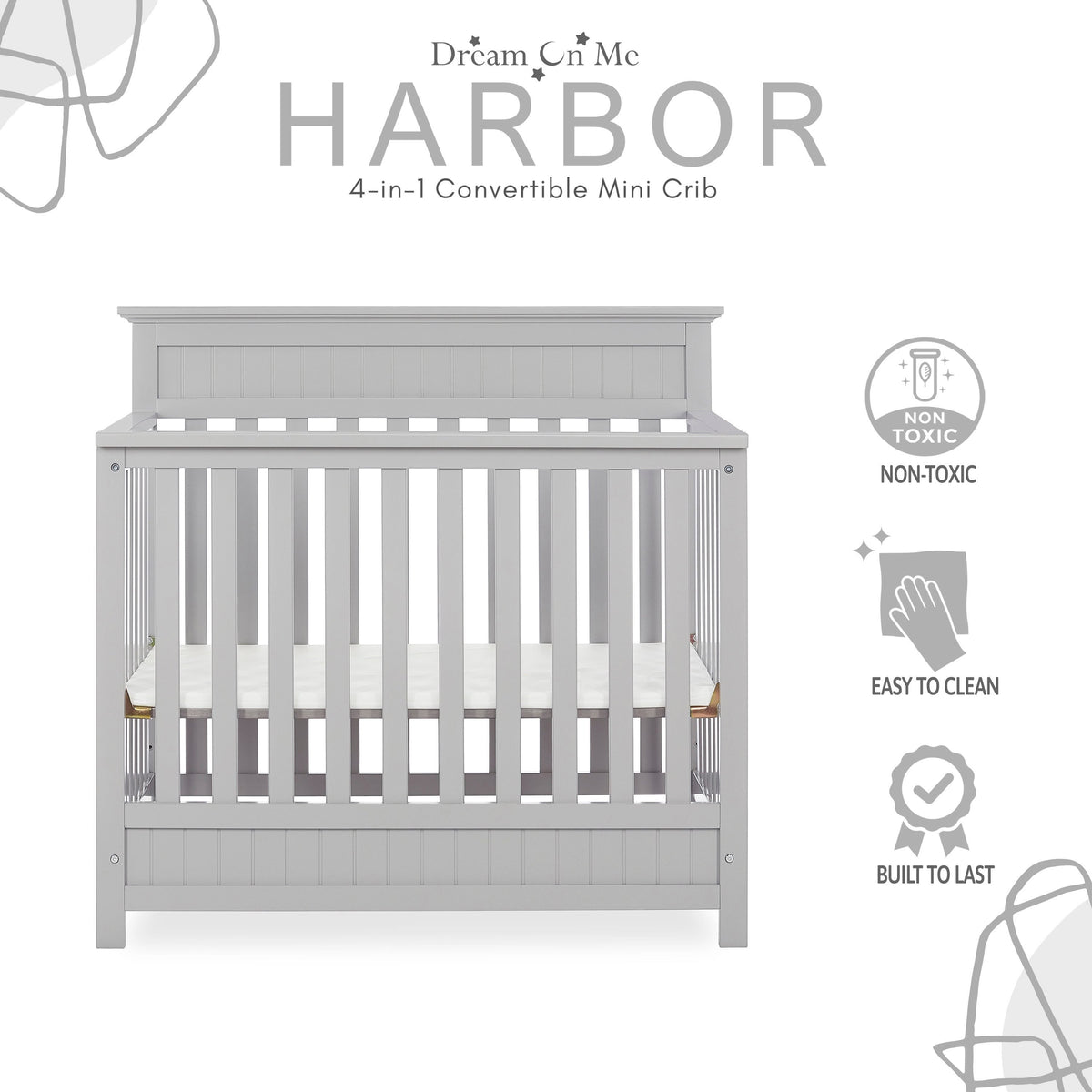 Dream On Me Harbor 4-in-1 Convertible Mini Crib