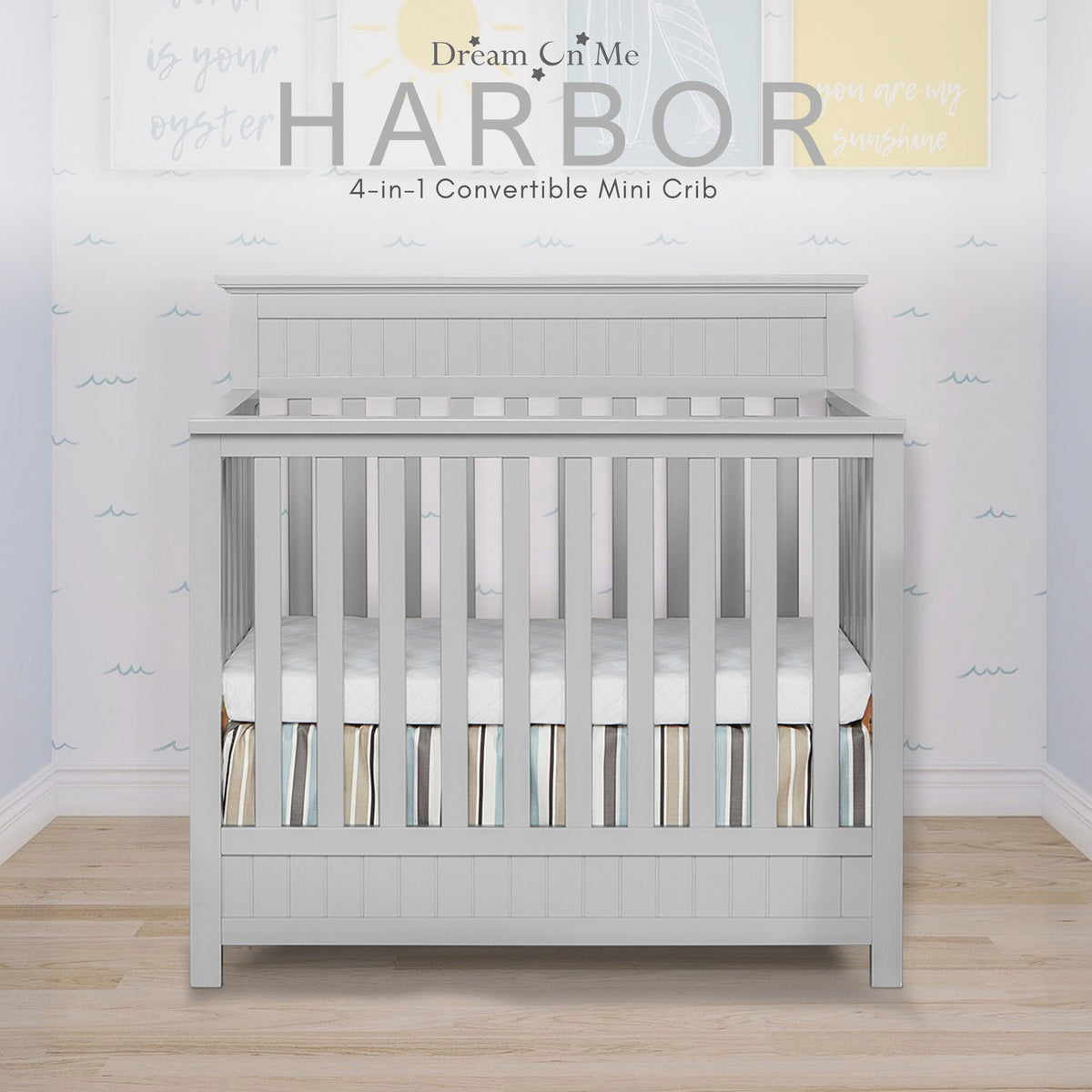 Dream On Me Harbor 4-in-1 Convertible Mini Crib