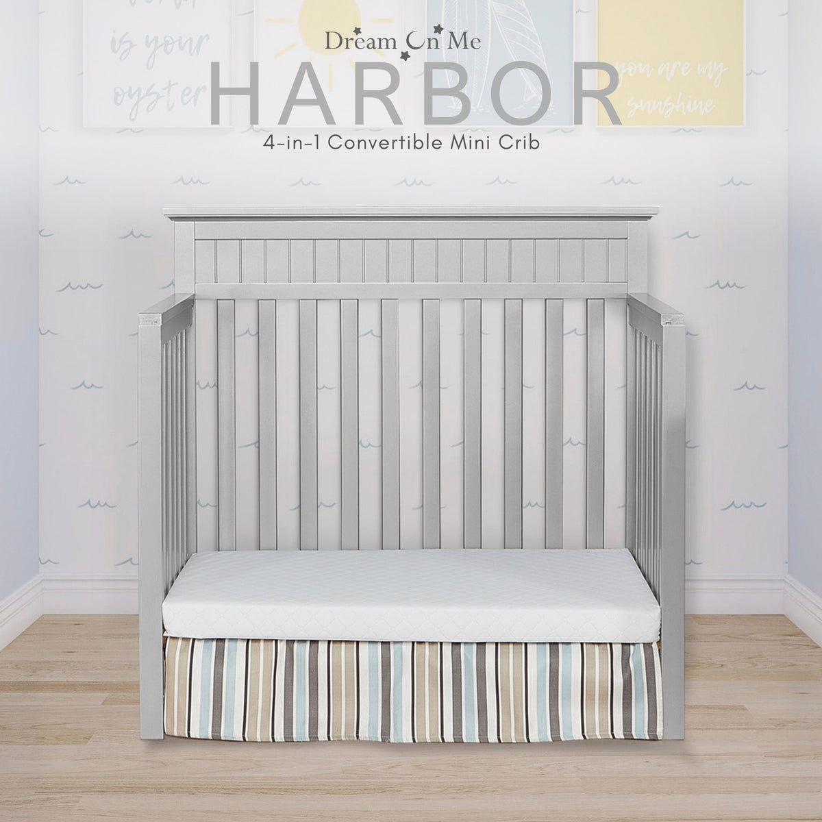 Dream On Me Harbor 4-in-1 Convertible Mini Crib