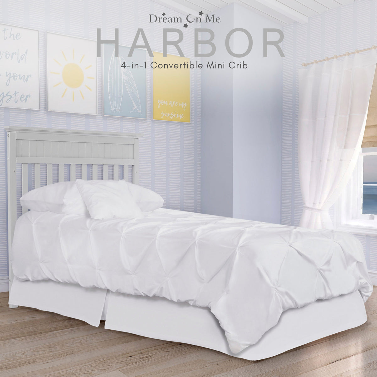 Dream On Me Harbor 4-in-1 Convertible Mini Crib