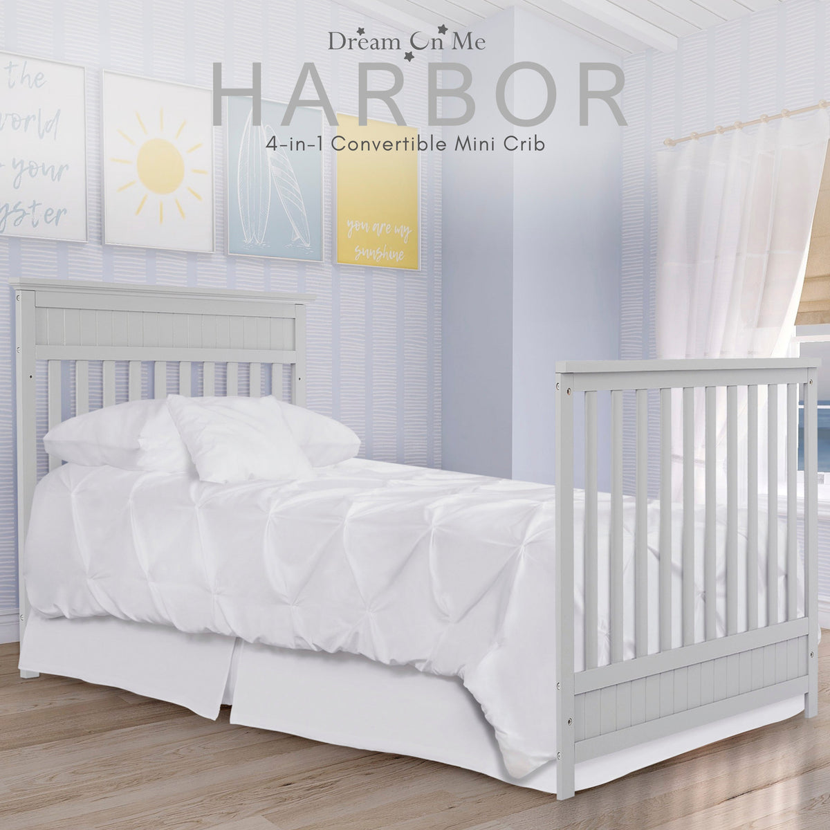 Dream On Me Harbor 4-in-1 Convertible Mini Crib