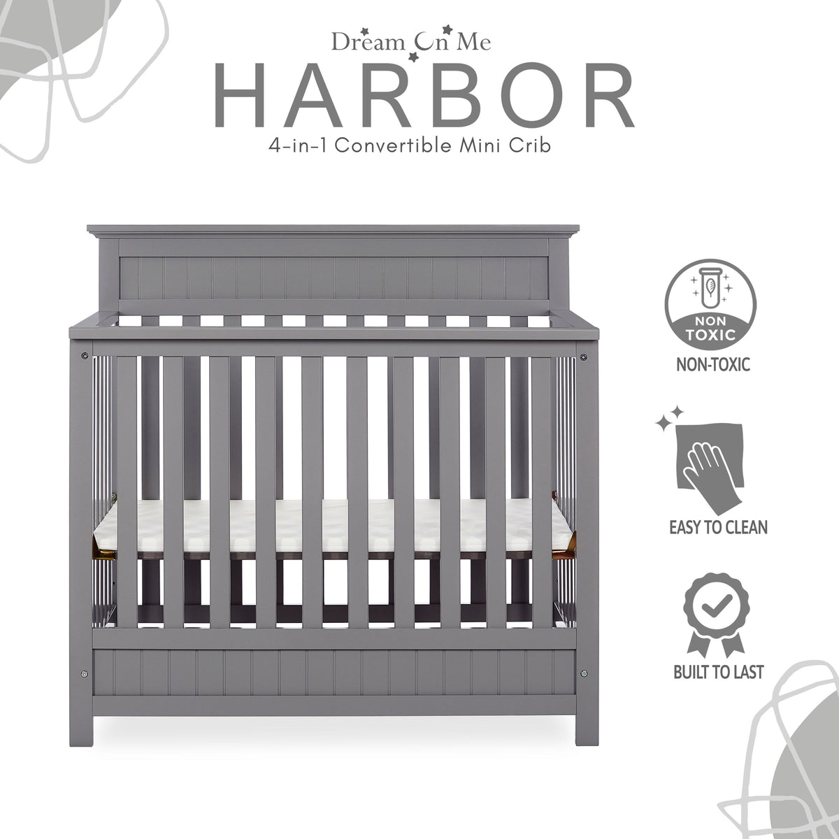 Dream On Me Harbor 4-in-1 Convertible Mini Crib