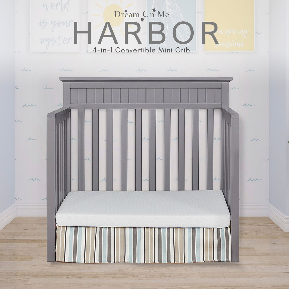 Dream On Me Harbor 4-in-1 Convertible Mini Crib