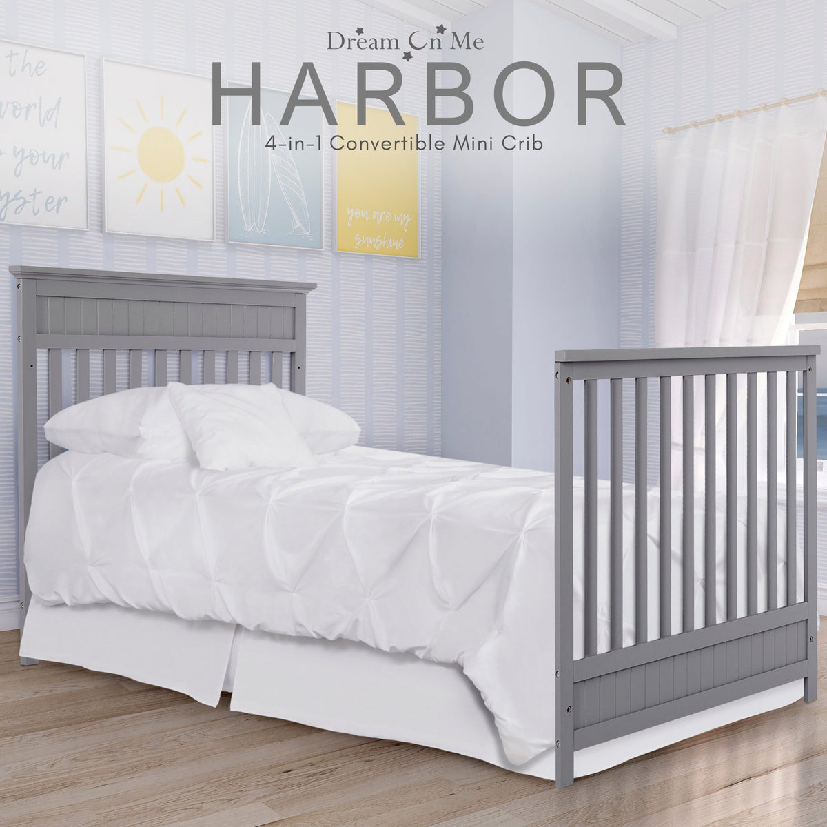 Dream On Me Harbor 4-in-1 Convertible Mini Crib