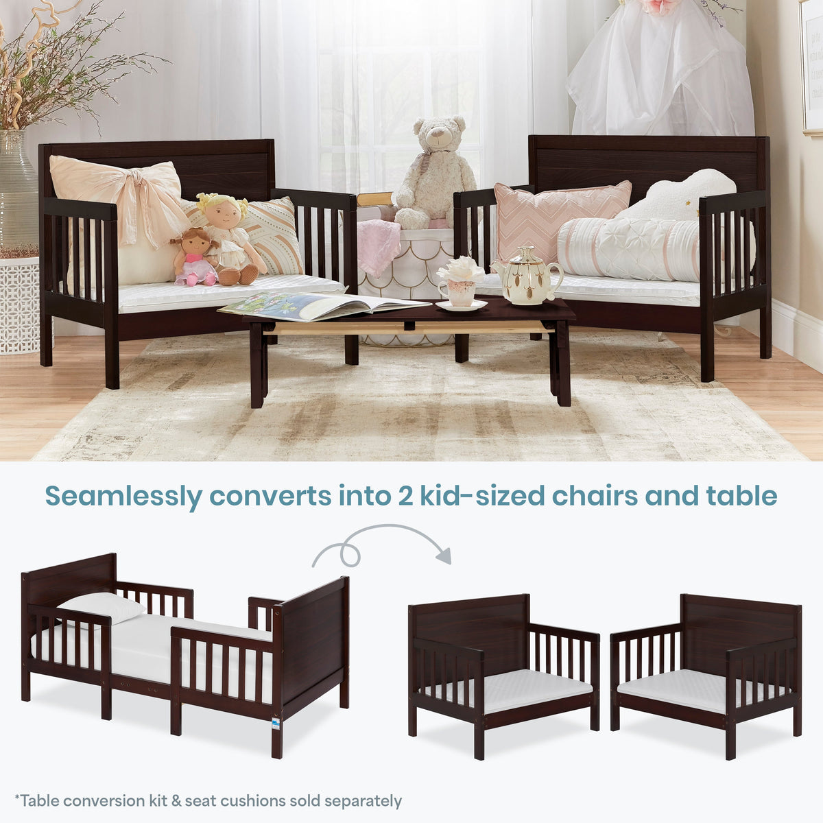 Dream On Me Hudson 3 In 1 Convertible Toddler Bed