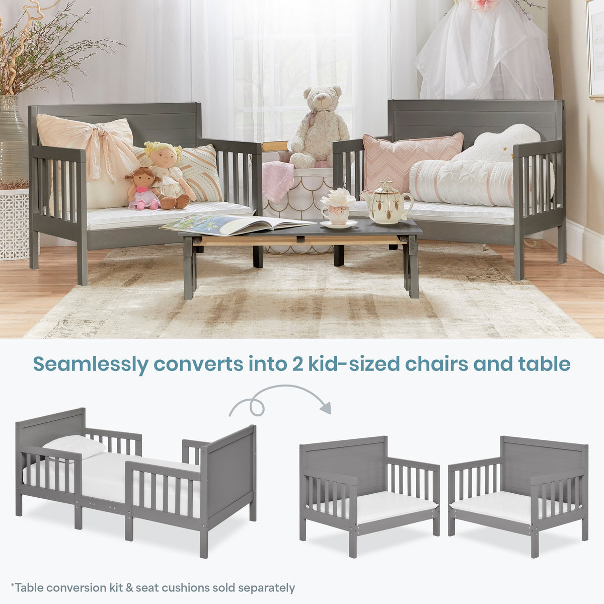 Dream On Me Hudson 3 In 1 Convertible Toddler Bed