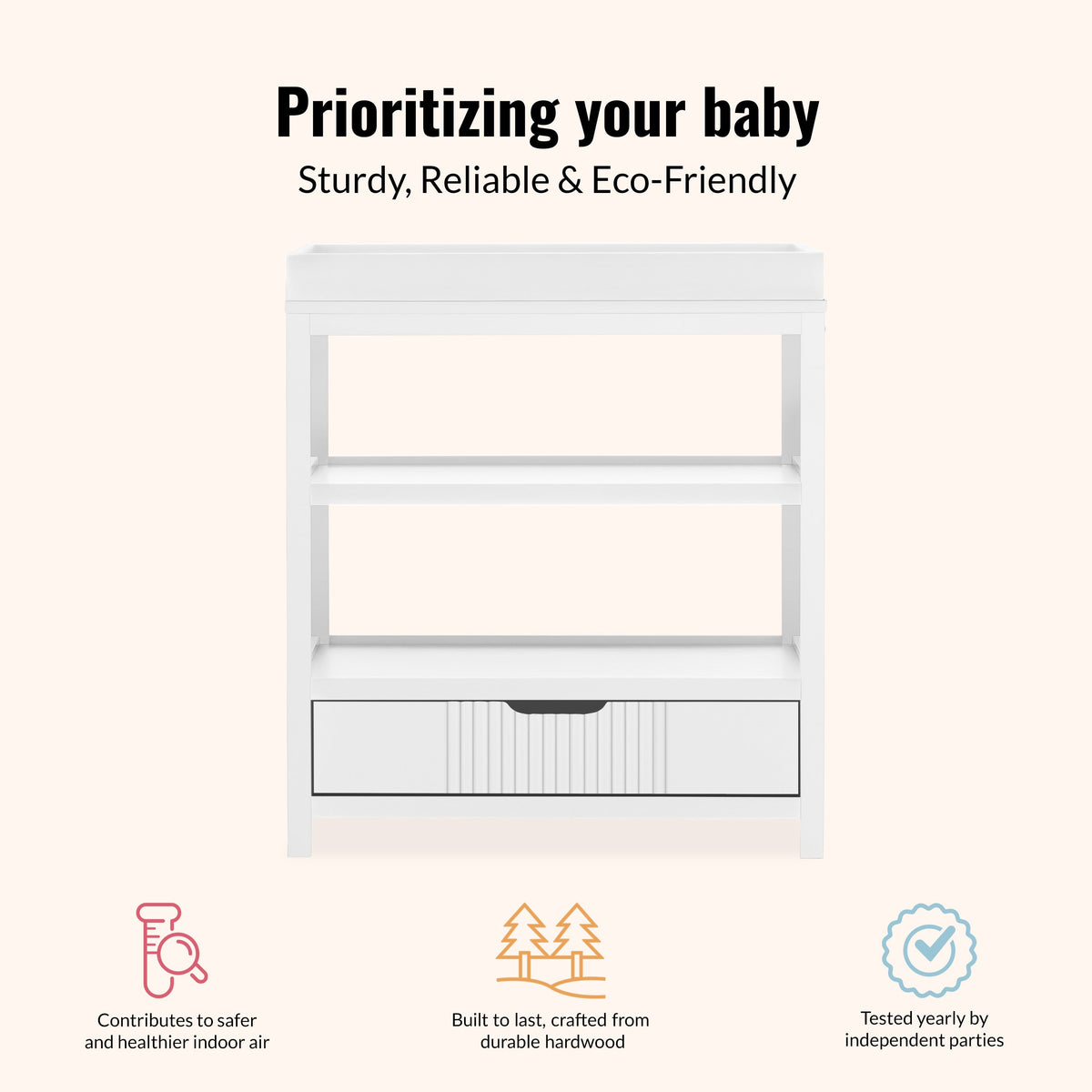 Dream On Me Ivy Baby Changing Table with Storage