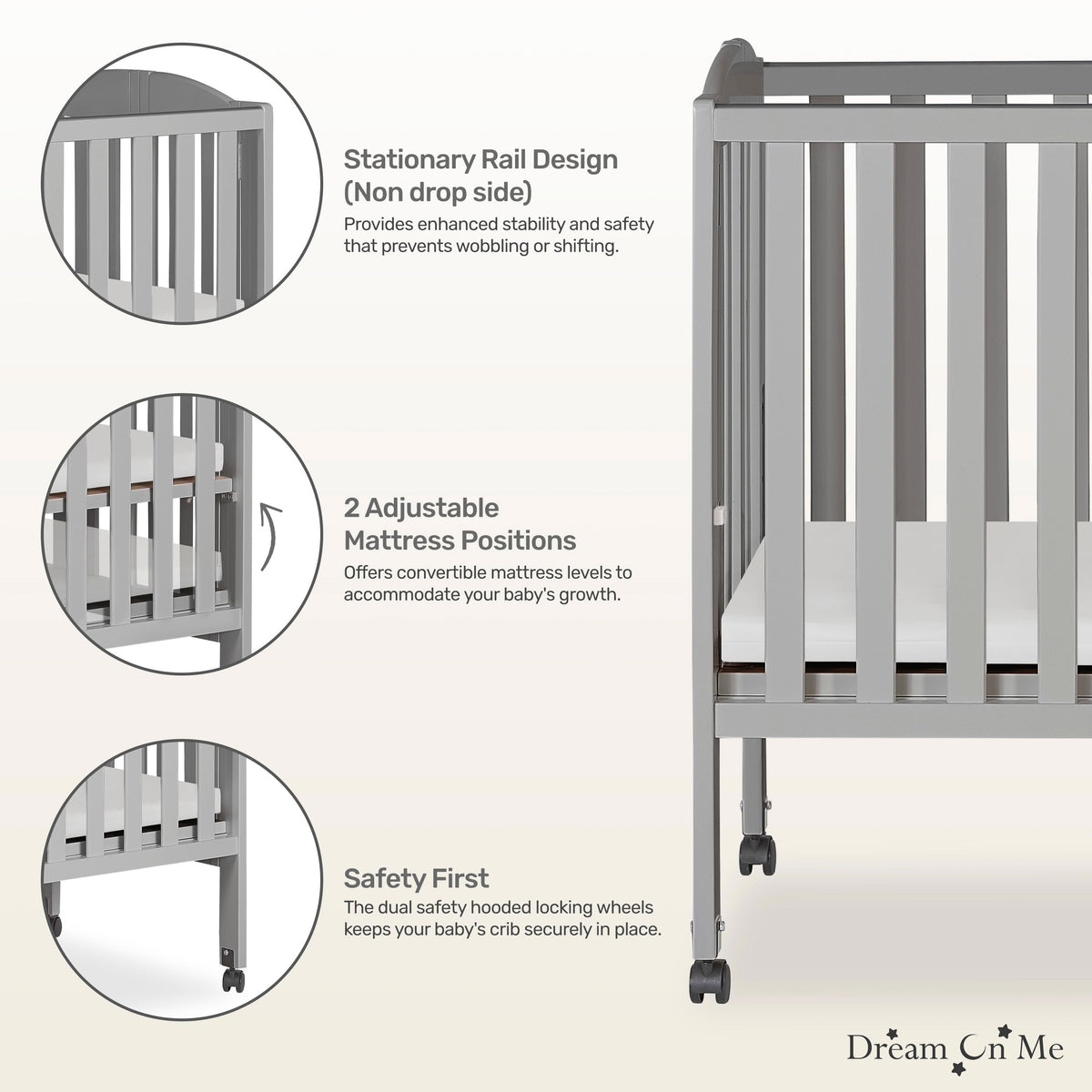 Dream On Me 2-in-1 Folding Portable Mini Crib