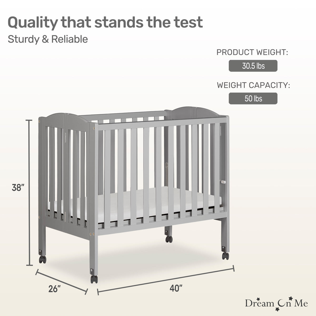 Dream On Me 2-in-1 Folding Portable Mini Crib
