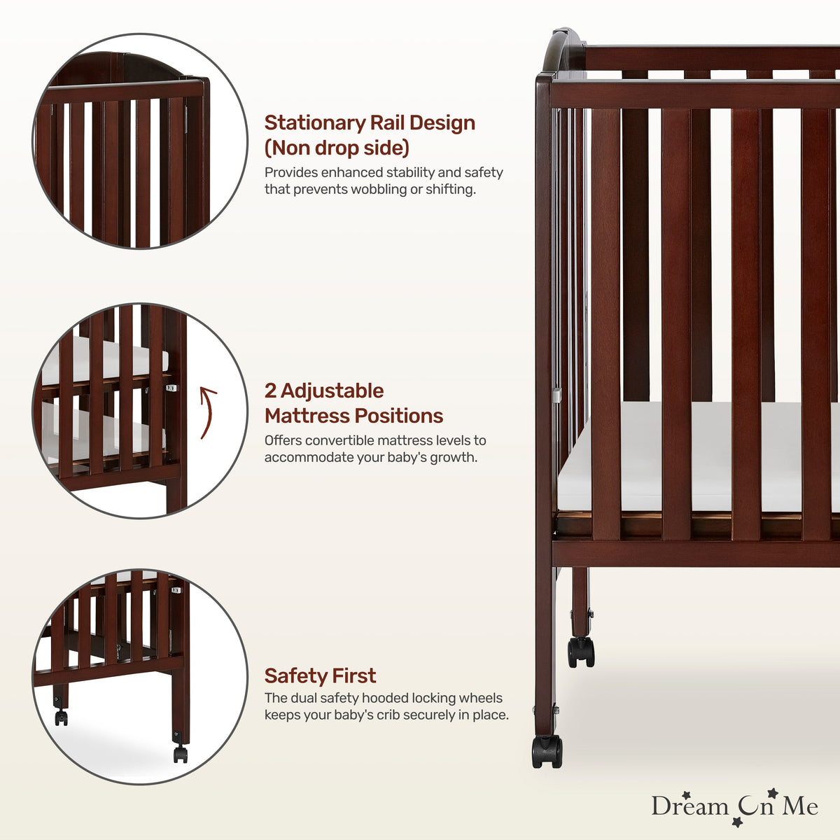 Dream On Me 2-in-1 Folding Portable Mini Crib