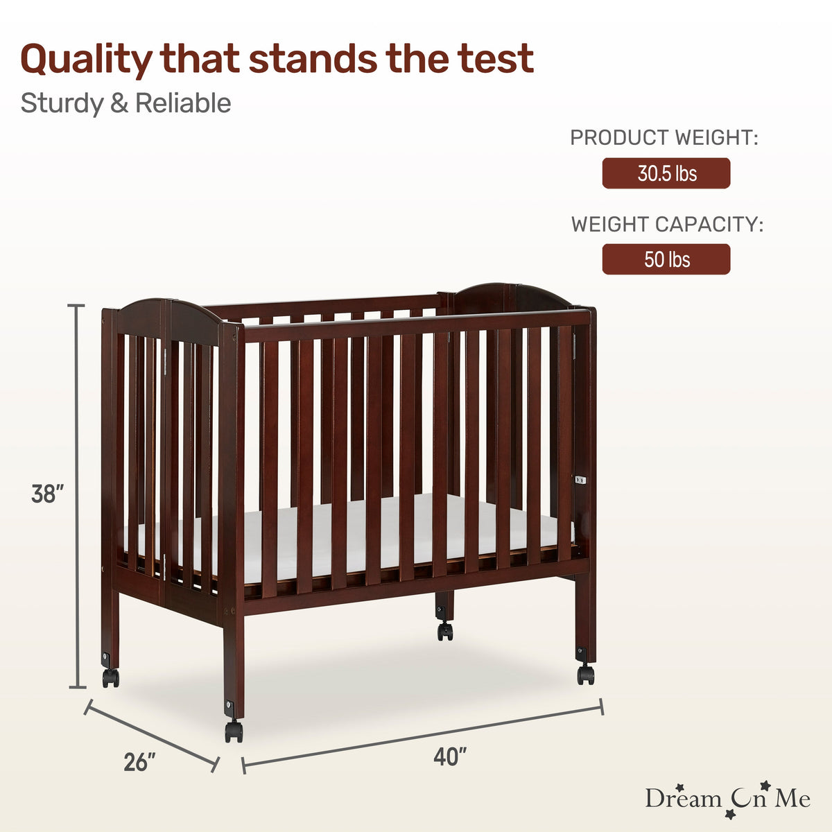 Dream On Me 2-in-1 Folding Portable Mini Crib