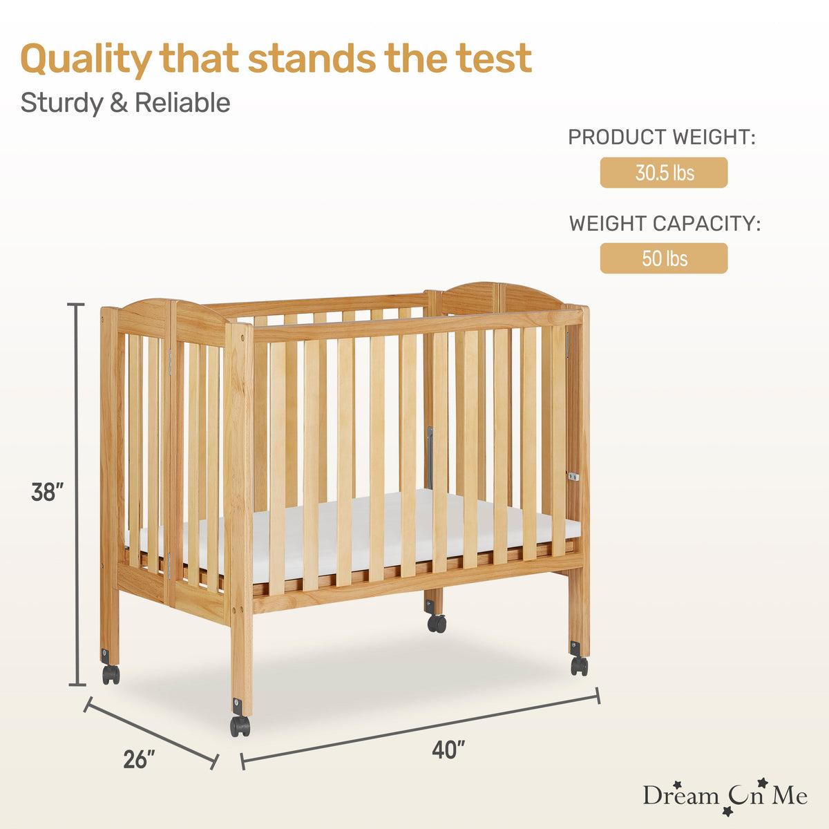 Dream On Me 2-in-1 Folding Portable Mini Crib