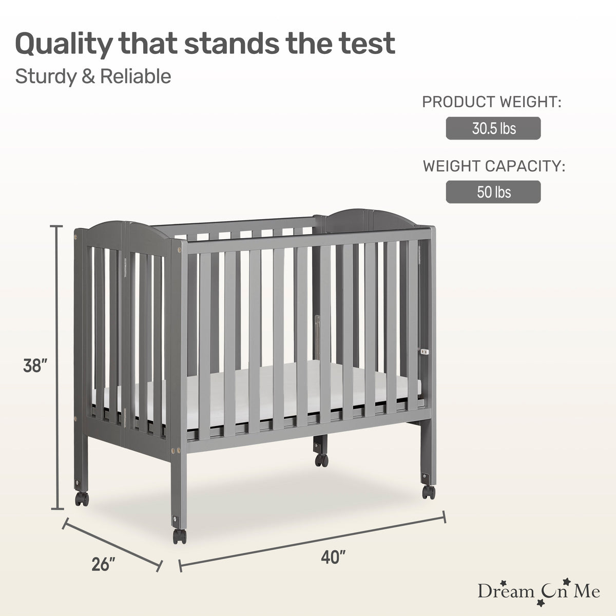 Dream On Me 2-in-1 Folding Portable Mini Crib