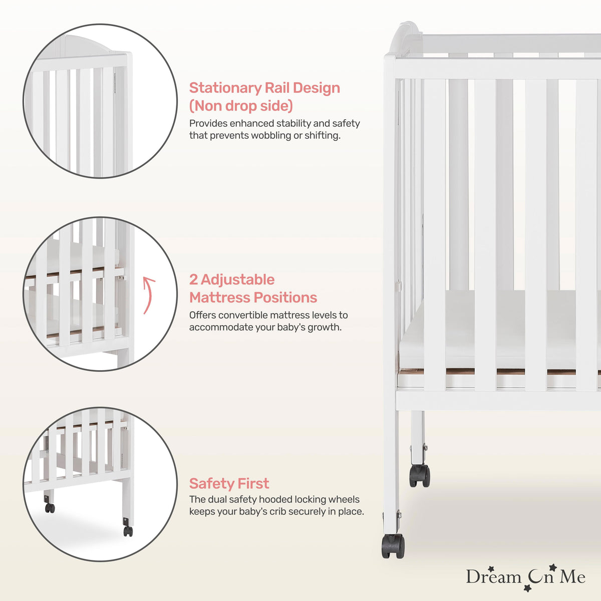 Dream On Me 2-in-1 Folding Portable Mini Crib