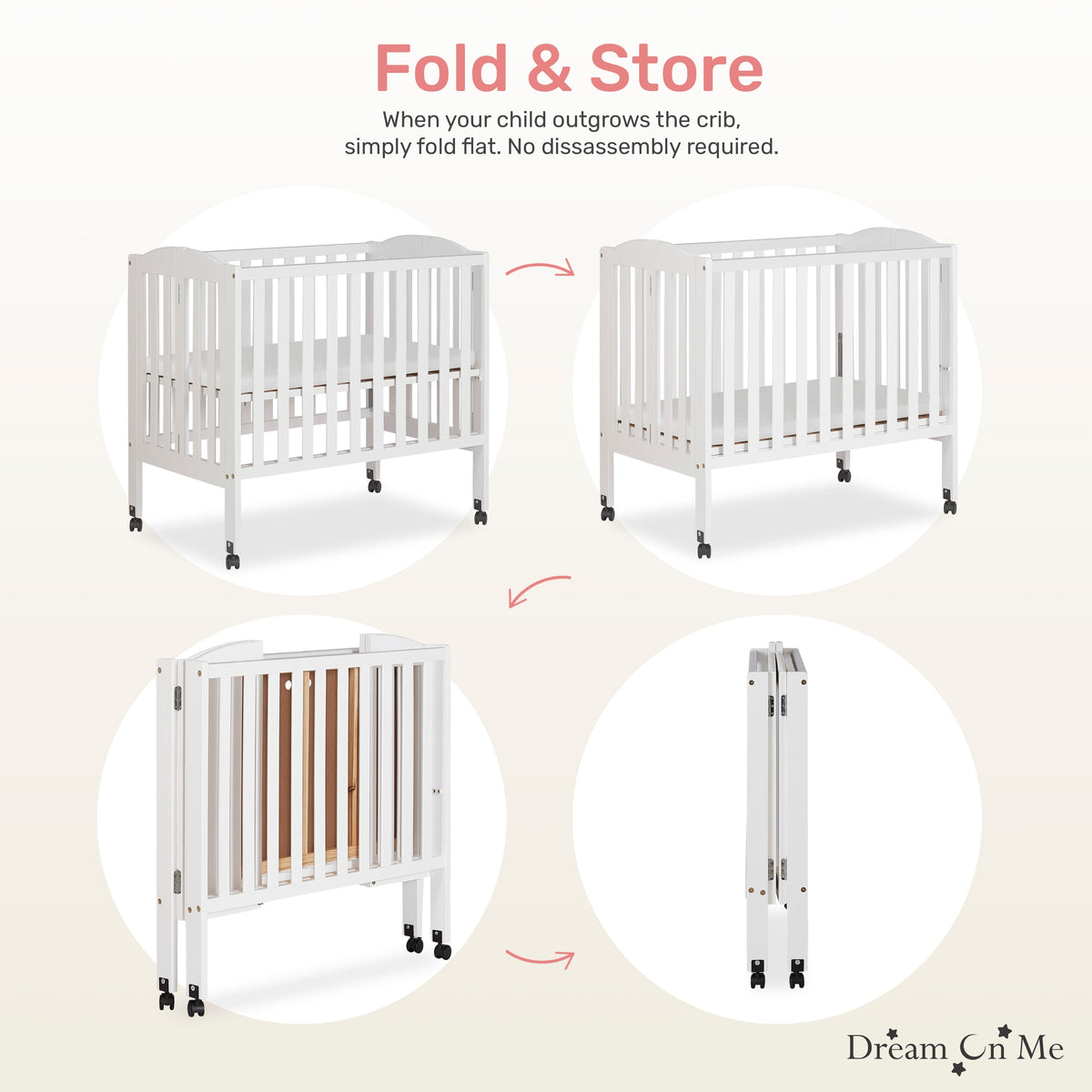 Dream On Me 2-in-1 Folding Portable Mini Crib