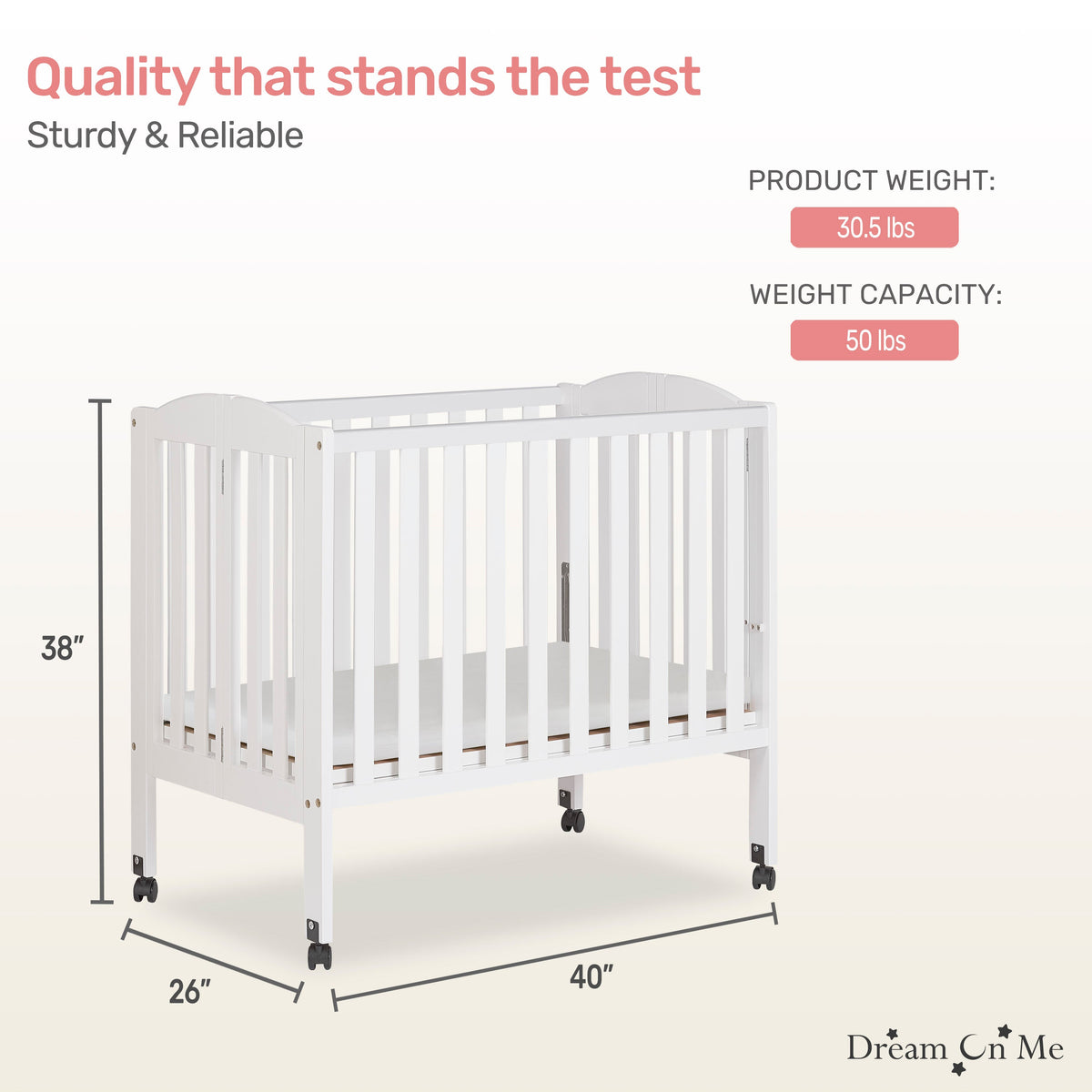 Dream On Me 2-in-1 Folding Portable Mini Crib