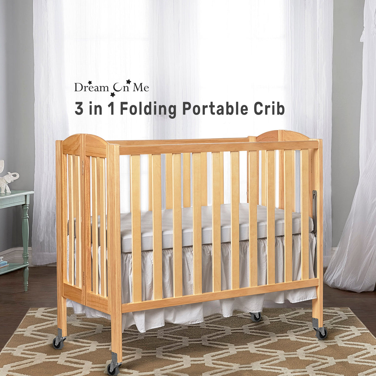 Dream On Me 3-in-1 Folding Portable Crib