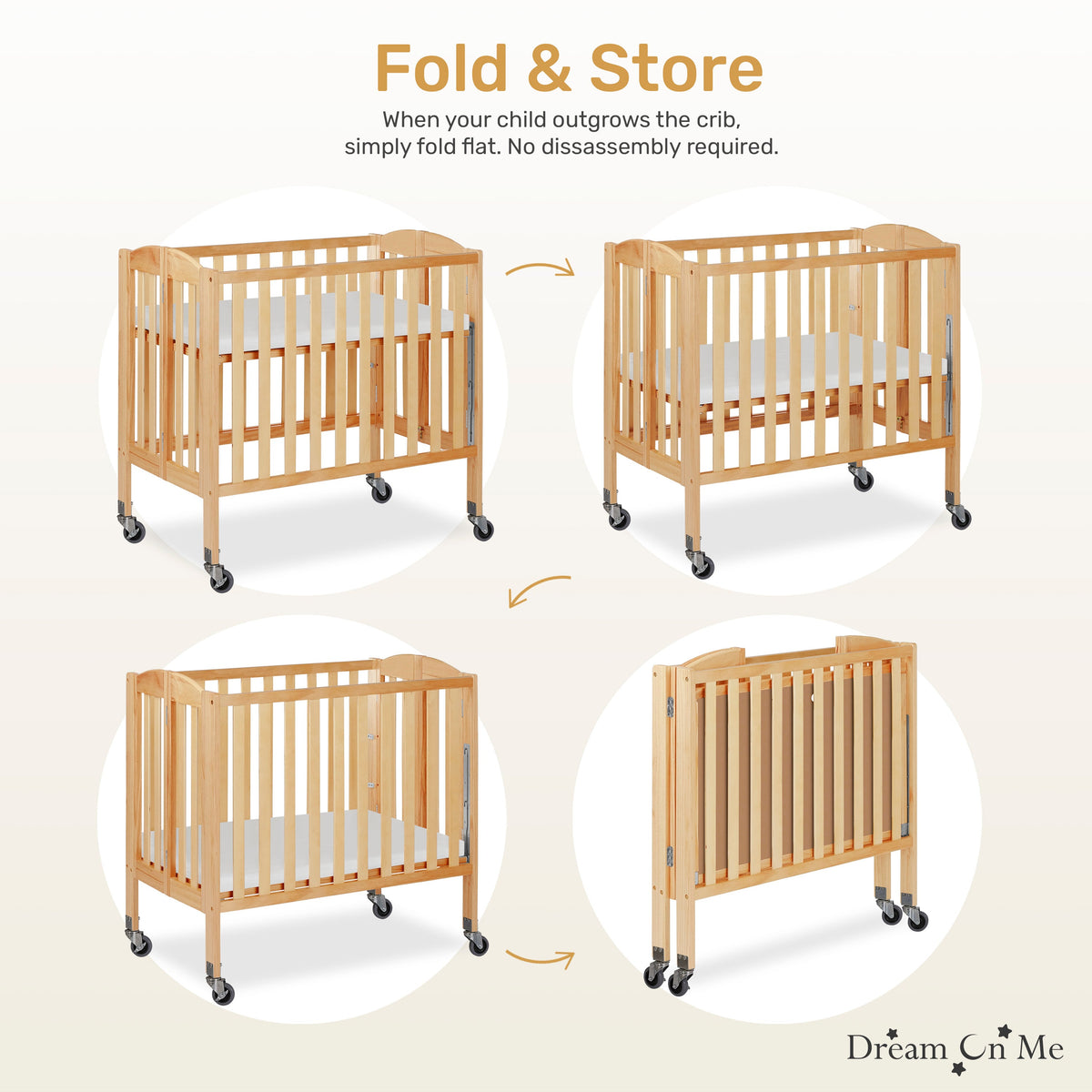 Dream On Me 3-in-1 Folding Portable Crib