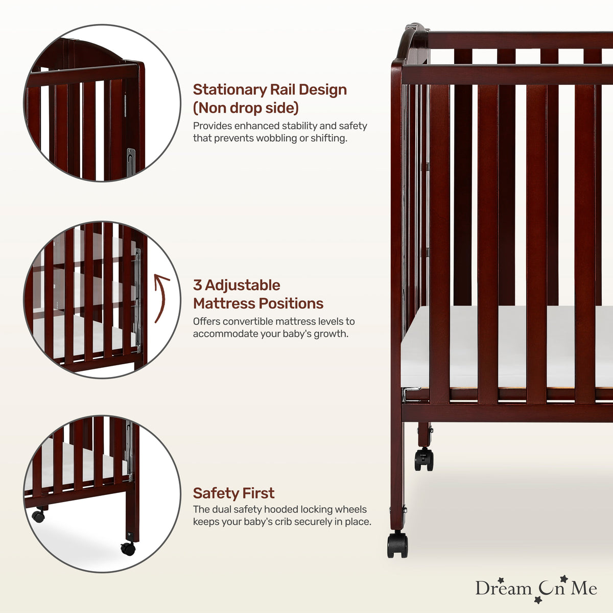 Dream On Me 3-in-1 Portable Folding Crib