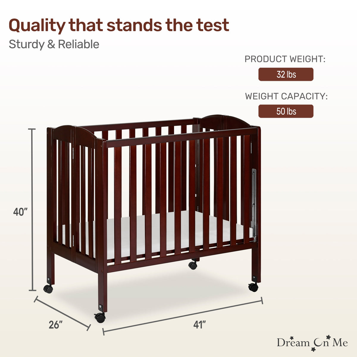 Dream On Me 3-in-1 Portable Folding Crib
