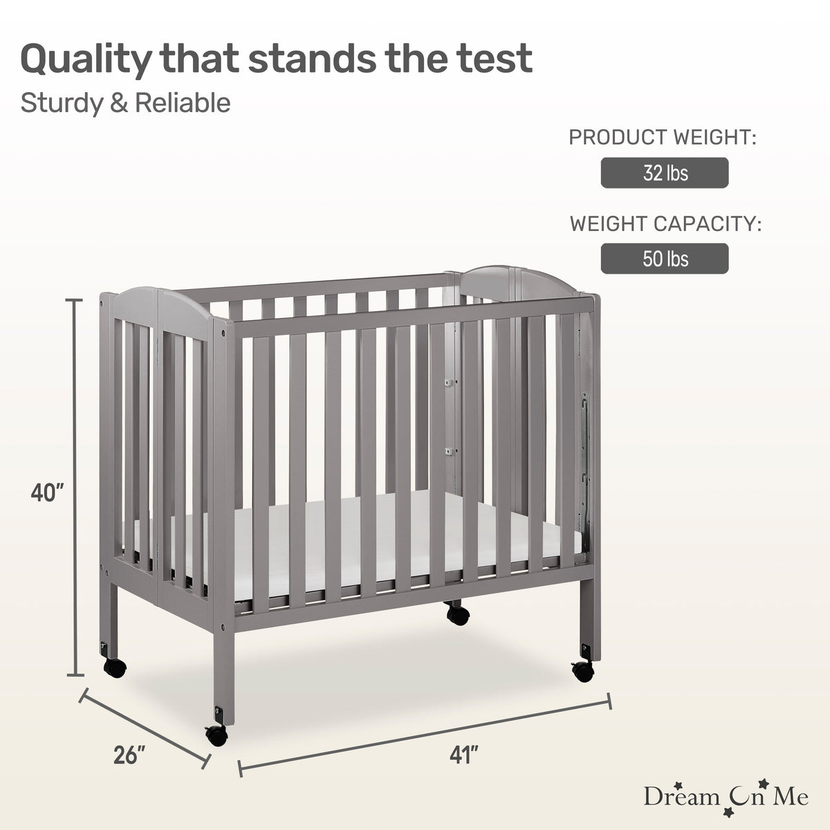 Dream On Me 3-in-1 Portable Folding Crib