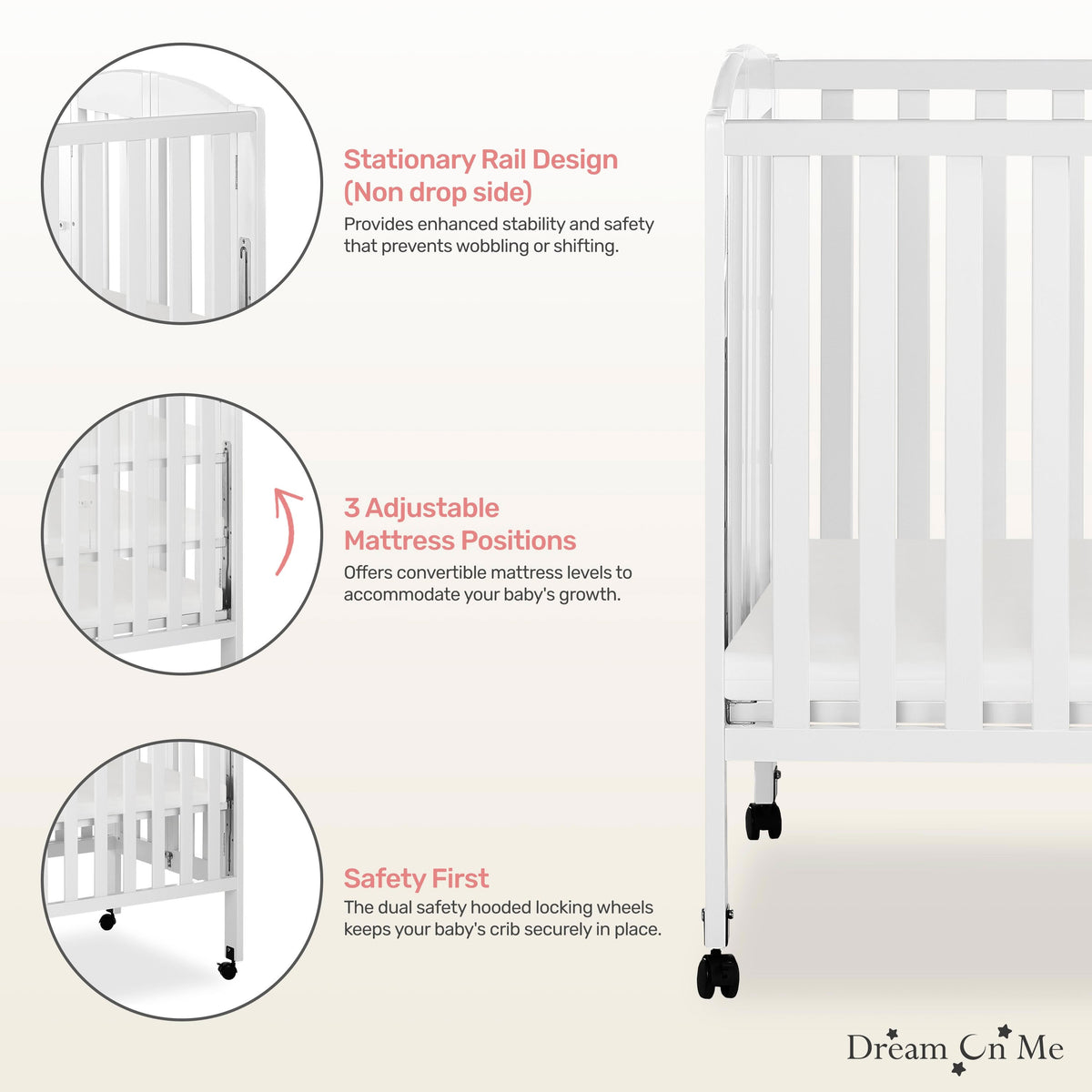 Dream On Me 3-in-1 Portable Folding Crib