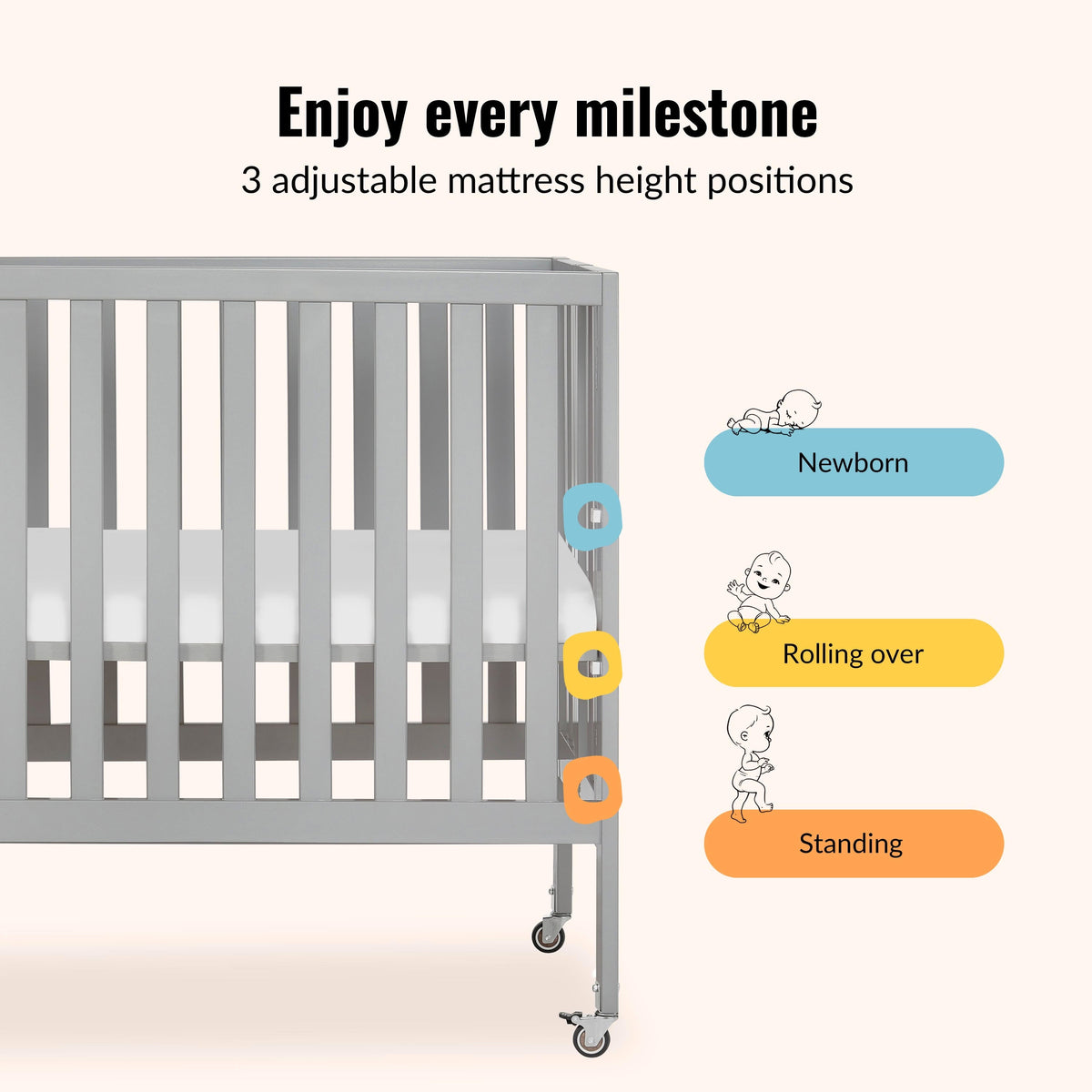 Dream On Me Jett Non Full Size Folding Crib