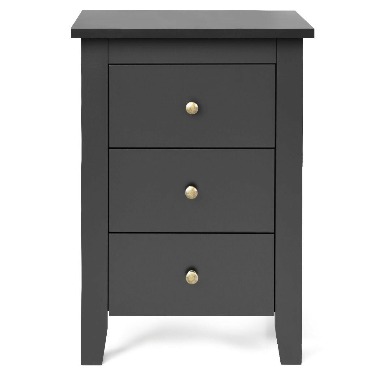 Nightstand End Beside Table Drawers -Black