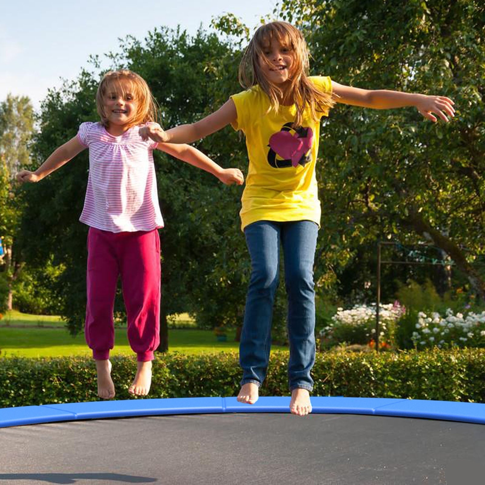 14 Feet Waterproof & Tear-Resistant Trampoline - Blue