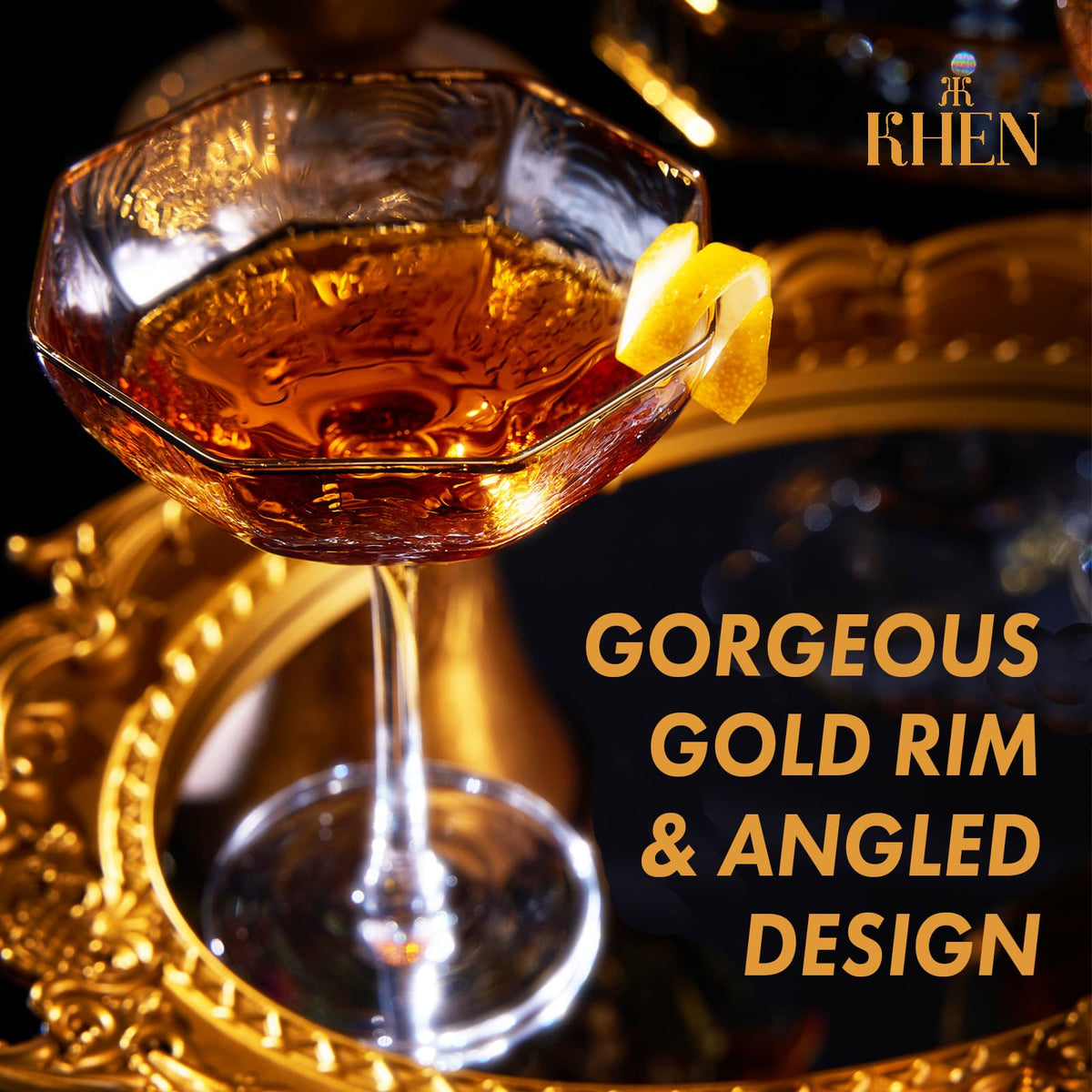 Khen Vintage Champagne Cocktail Glasses - Set of 4
