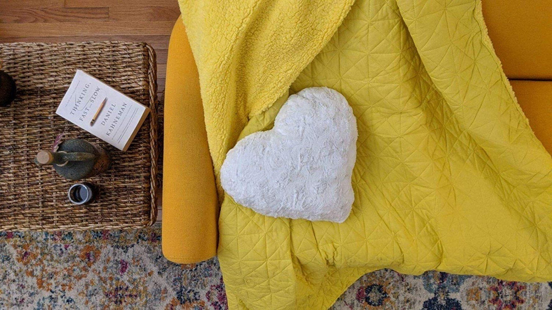 White Roses Romantic Plush Stuffed Heart Throw Pillow