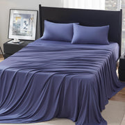 100% Microfiber Jersey Knit Sheet Set with Pillowcases - Navy