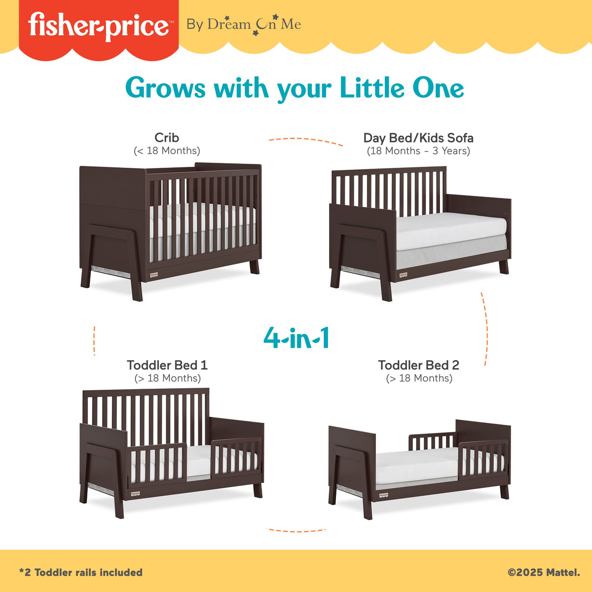 Fisher-Price Iris 5-in-1 Convertible Crib by Dream On Me