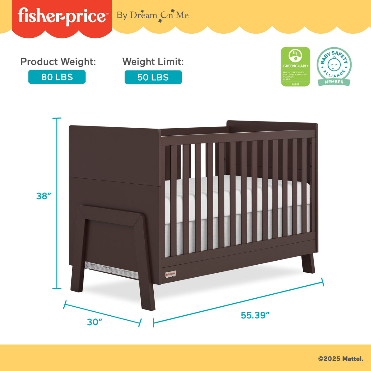 Fisher-Price Iris 5-in-1 Convertible Crib by Dream On Me