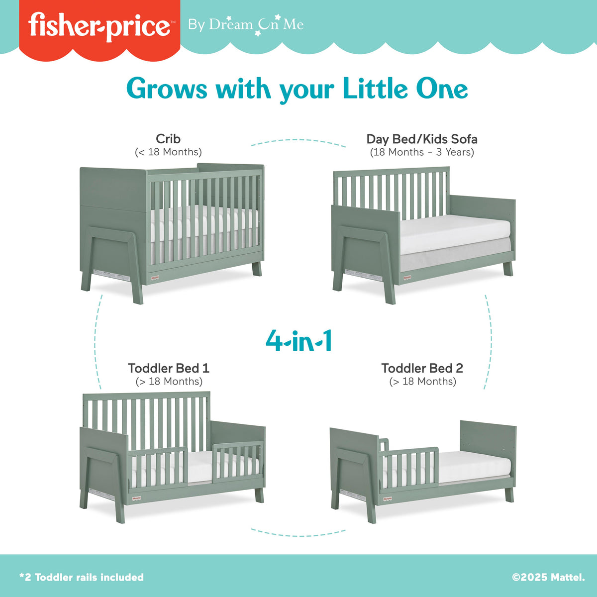 Fisher-Price Iris 5-in-1 Convertible Crib by Dream On Me