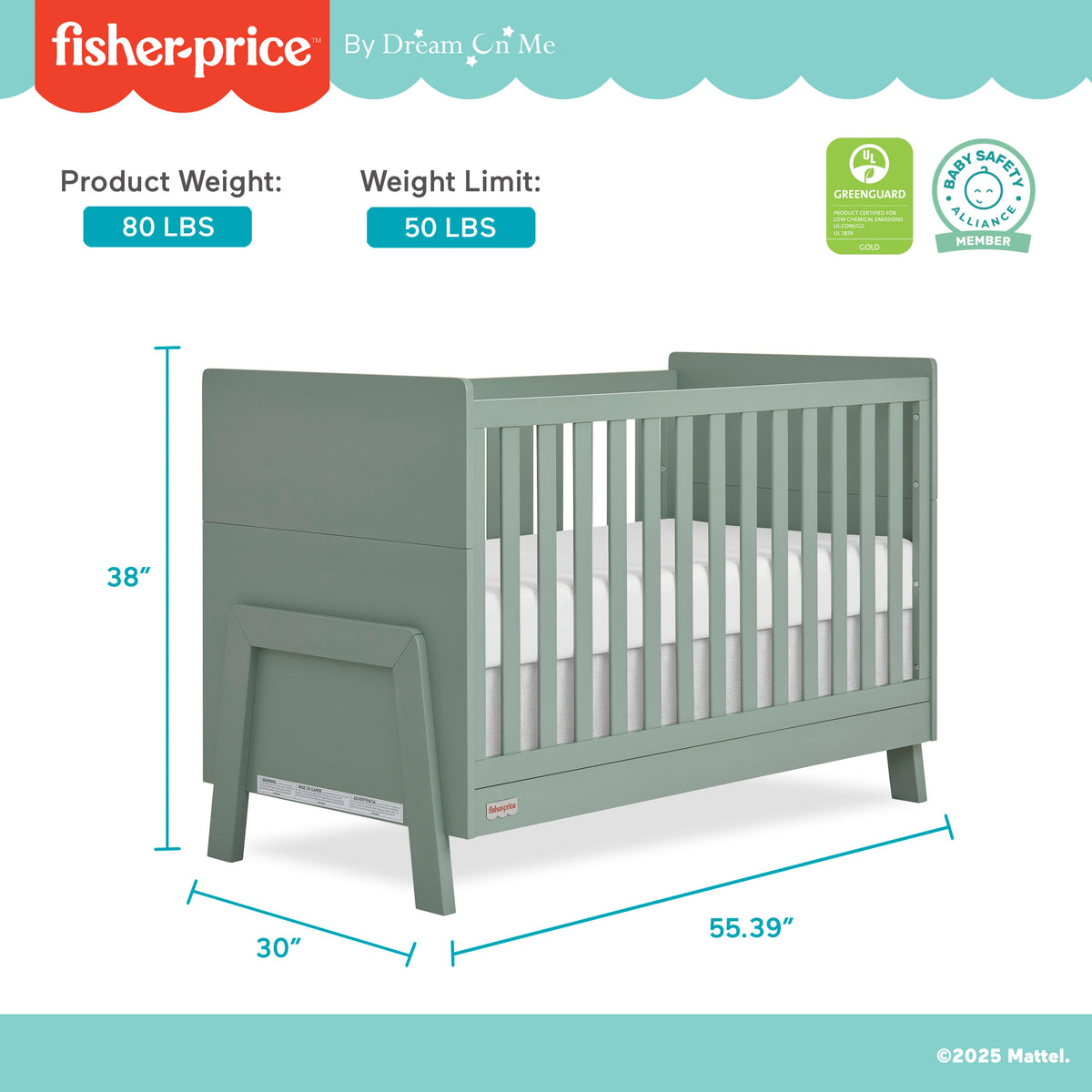 Fisher-Price Iris 5-in-1 Convertible Crib by Dream On Me