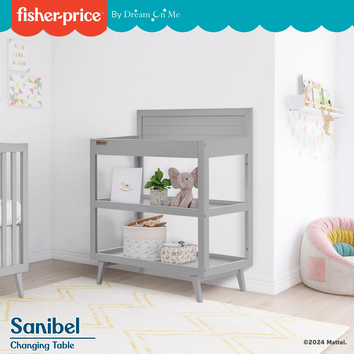 Fisher-Price by Dream On Me Sanibel Changing Table, Pebble Grey