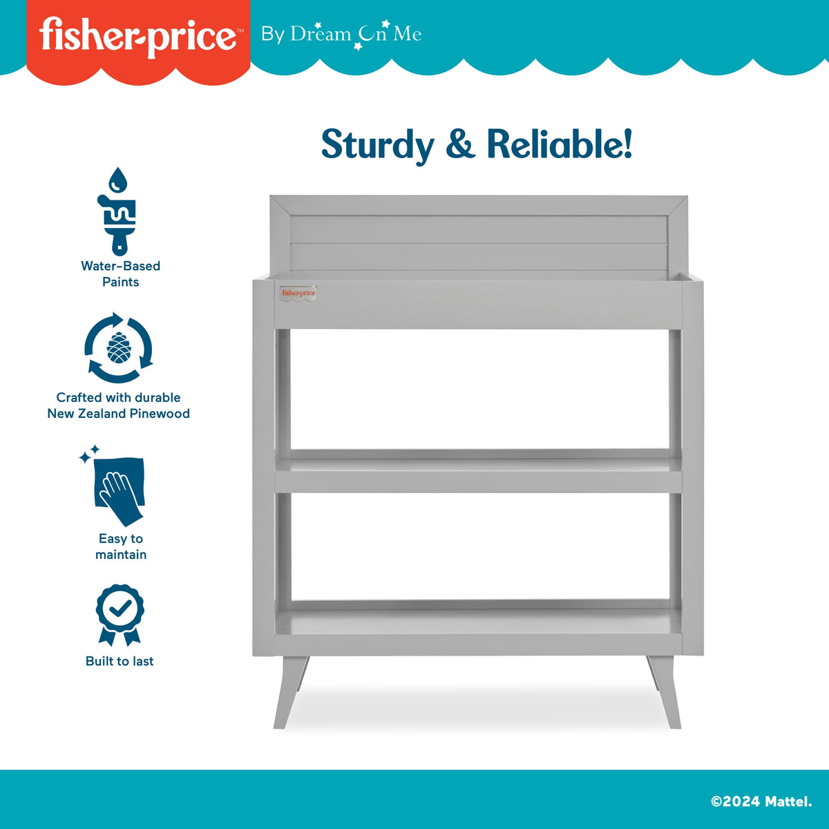 Fisher-Price by Dream On Me Sanibel Changing Table, Pebble Grey