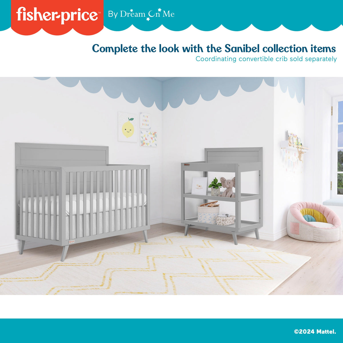 Fisher-Price by Dream On Me Sanibel Changing Table, Pebble Grey