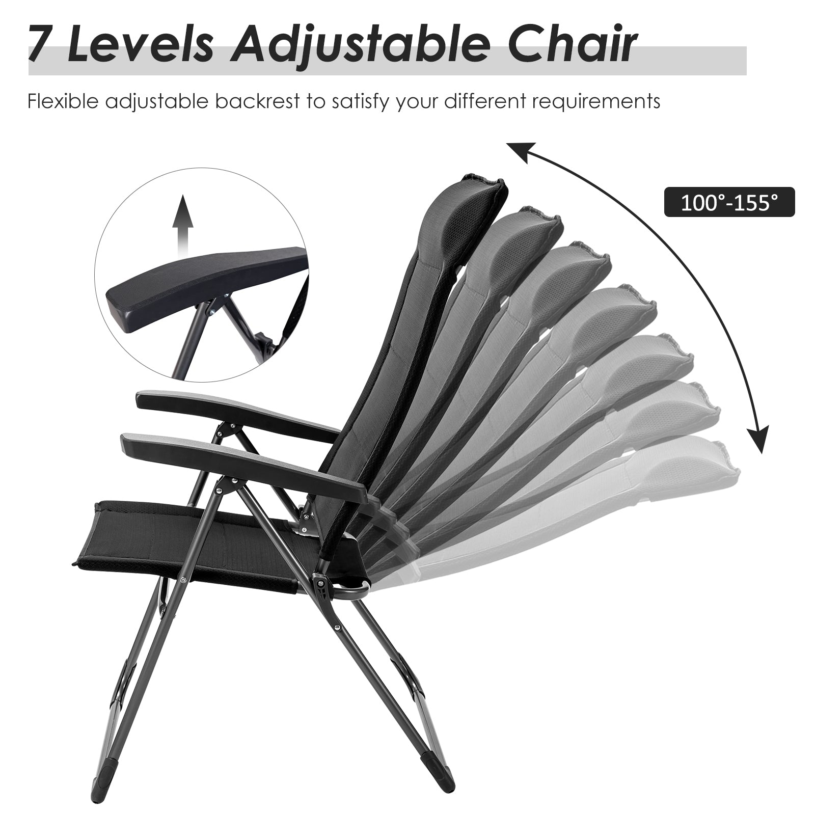 2 Pcs Portable Patio Folding Dining Chairs with -Black