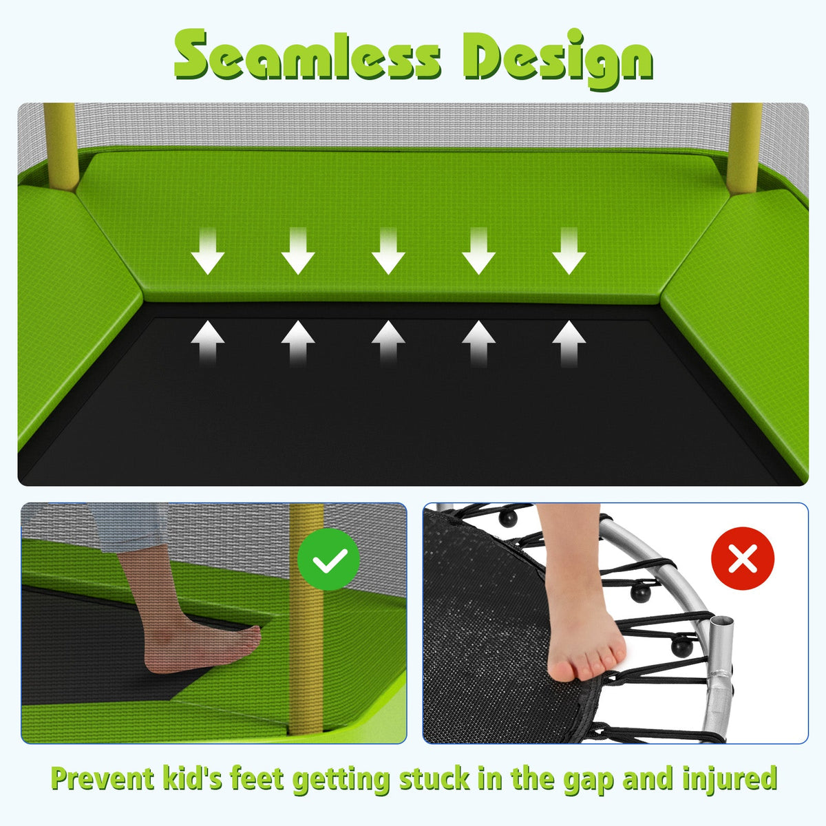 7 Feet Kids Recreational Bounce Jumper Trampoline-Green