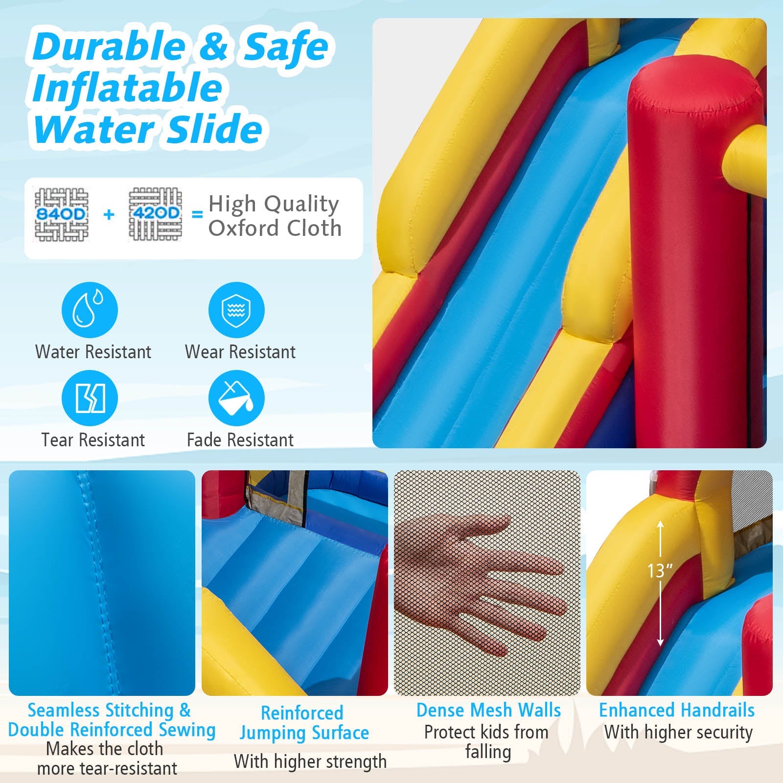 7 in 1 Outdoor Inflatable Bounce House with Water Slides and Splash Pools