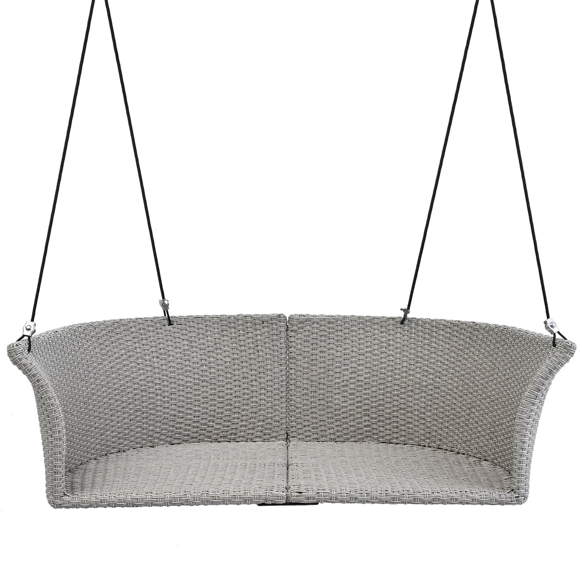 2-Person Rattan Woven Swing Chair, Gray Wicker And Cushion