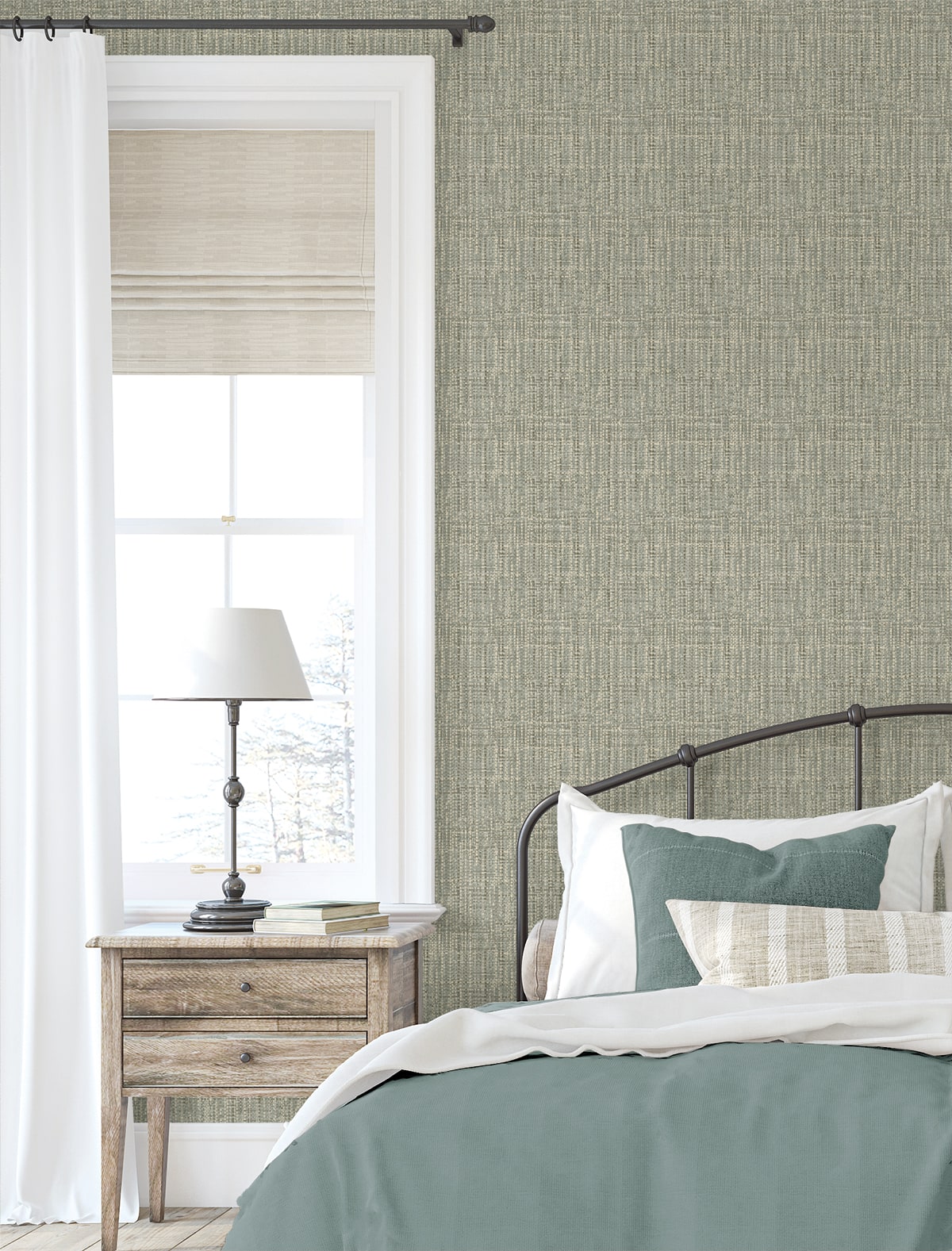 Exuma Faux Weave Peel and Stick Removable Wallpaper
