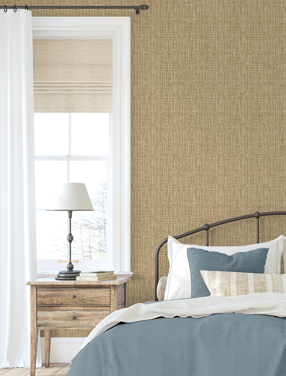Exuma Faux Weave Peel and Stick Removable Wallpaper