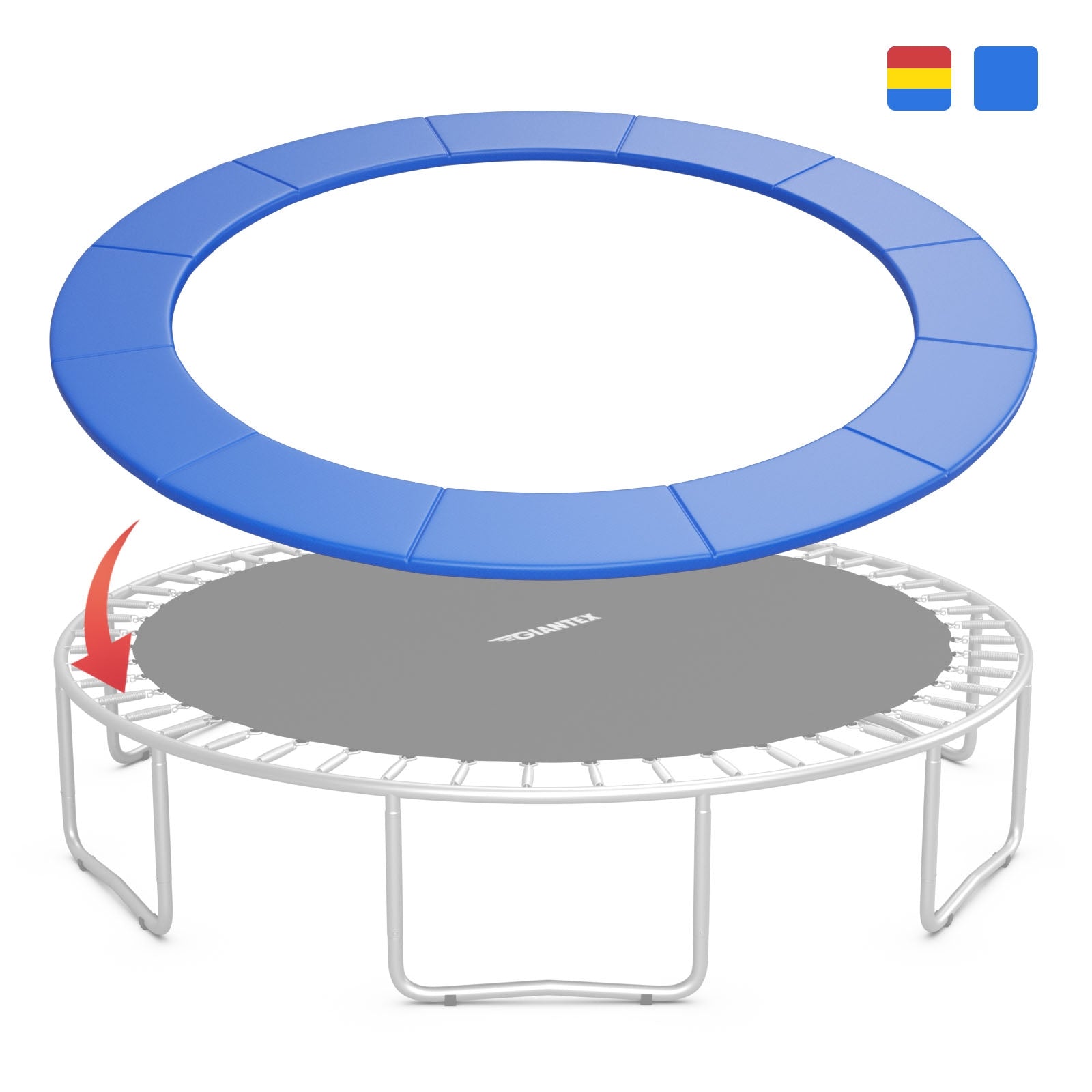 14 Feet Waterproof & Tear-Resistant Trampoline - Blue