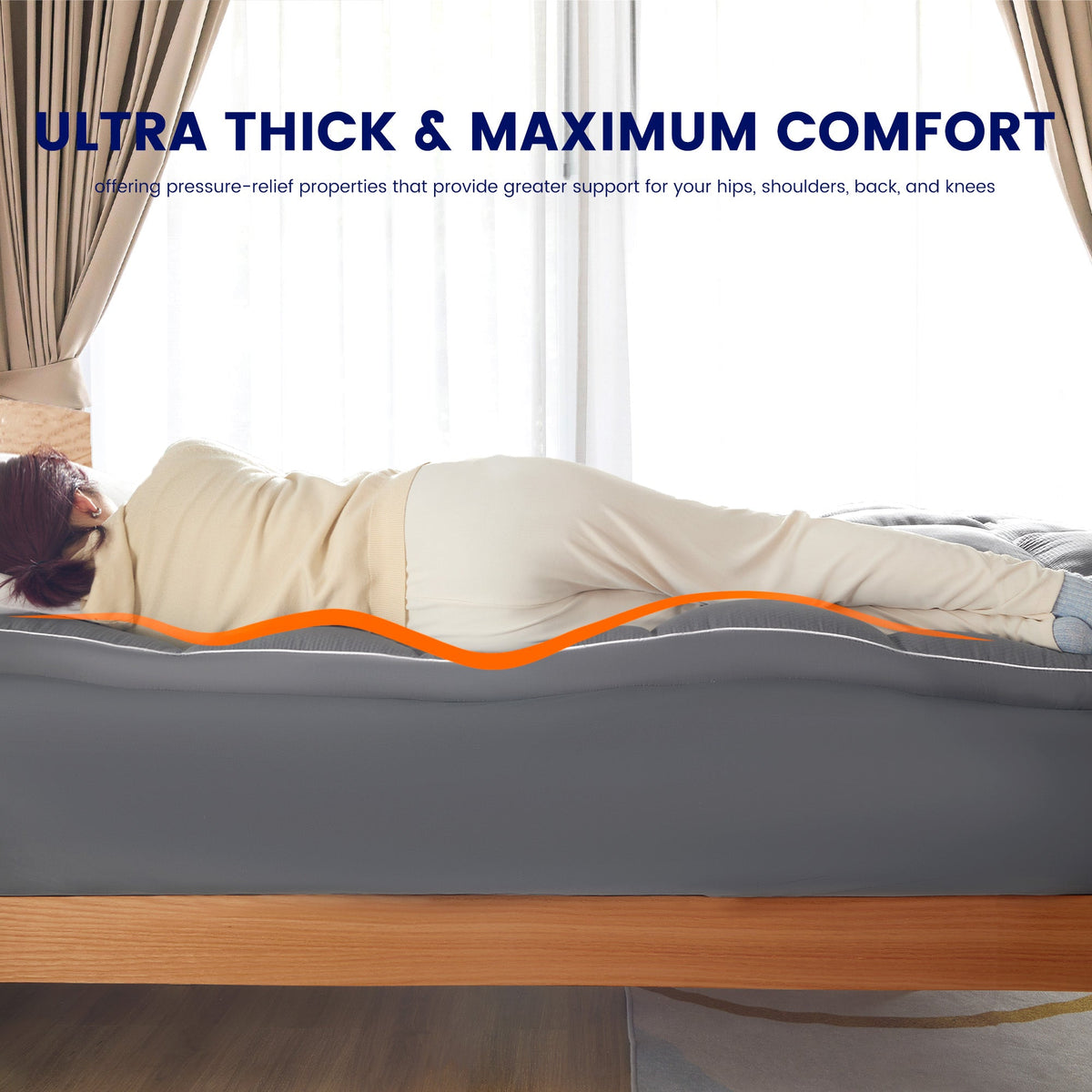 Extra Fluffy Mattress Pad Deep Pockets - Grey